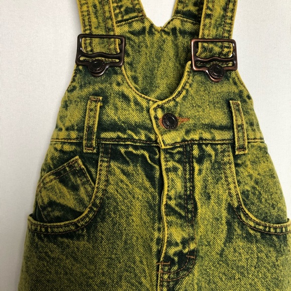 Girls Yellow Denim Stone Wash Overall Dress Size 6 - Picture 7 of 13